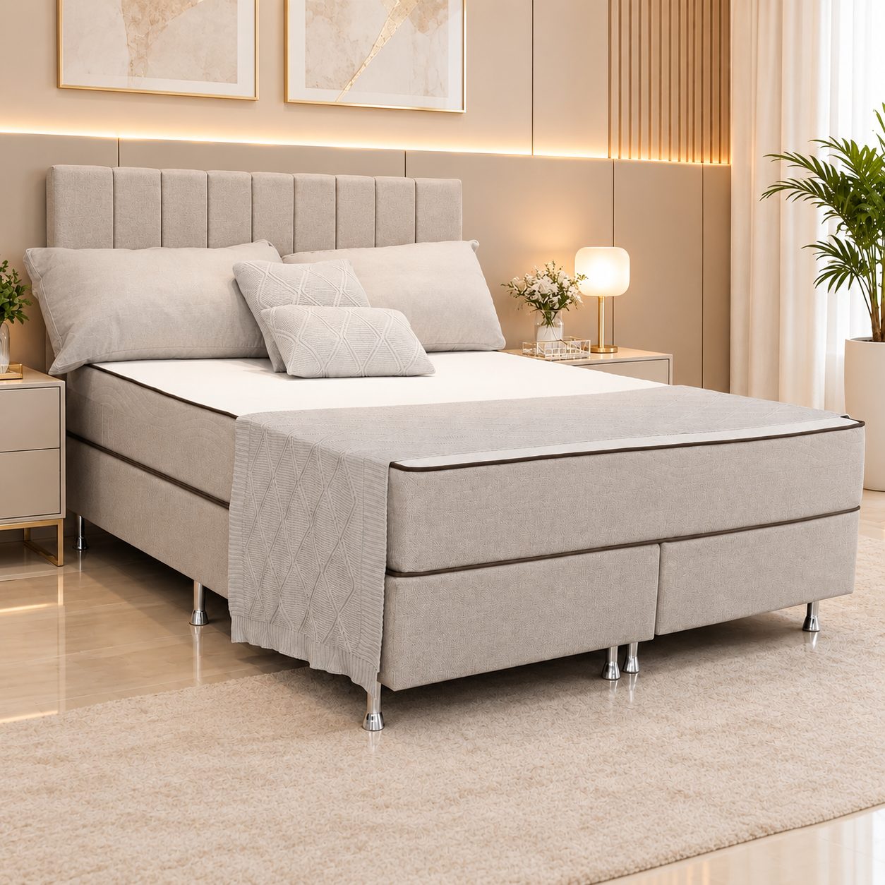 Colchão Sono Health em quarto claro e elegante
